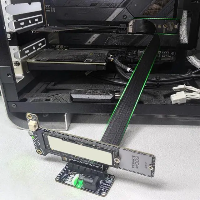 Alt view image 7 of 7 - M.2 NGFF NVMe M-Key to Up Angled PCI-E X1 X4 X8 X16 Socket Cable Graphics Card Extension Adapter PCI-Express