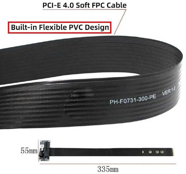 Alt view image 6 of 7 - Angled Type 90 Degree M.2 NGFF NVMe M-Key to Up Angled PCI-E X1 X4 X8 X16 Socket Cable Graphics Card Extension Adapter PCI-Express