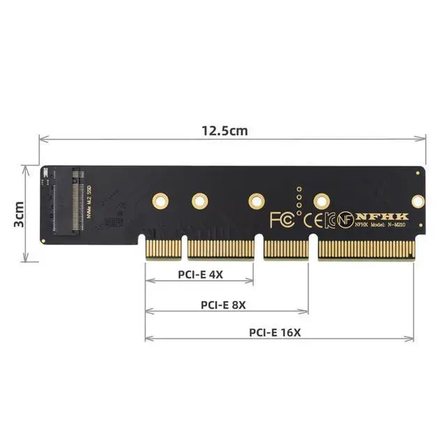 Alt view image 4 of 6 - M.2 M-Key NVME AHCI SSD to PCI-E 3.0 16X 8X 4X Power Adapter Low Profile Height 3cm for 110mm 80mm SSD 1U Server