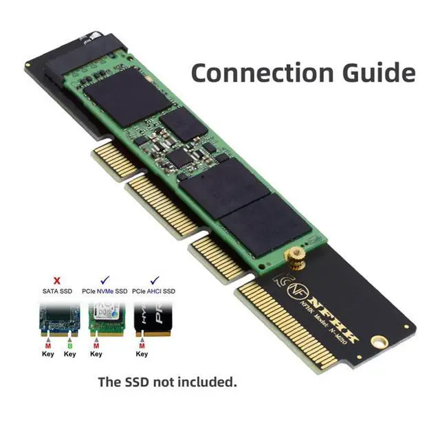 Alt view image 5 of 6 - M.2 M-Key NVME AHCI SSD to PCI-E 3.0 16X 8X 4X Power Adapter Low Profile Height 3cm for 110mm 80mm SSD 1U Server