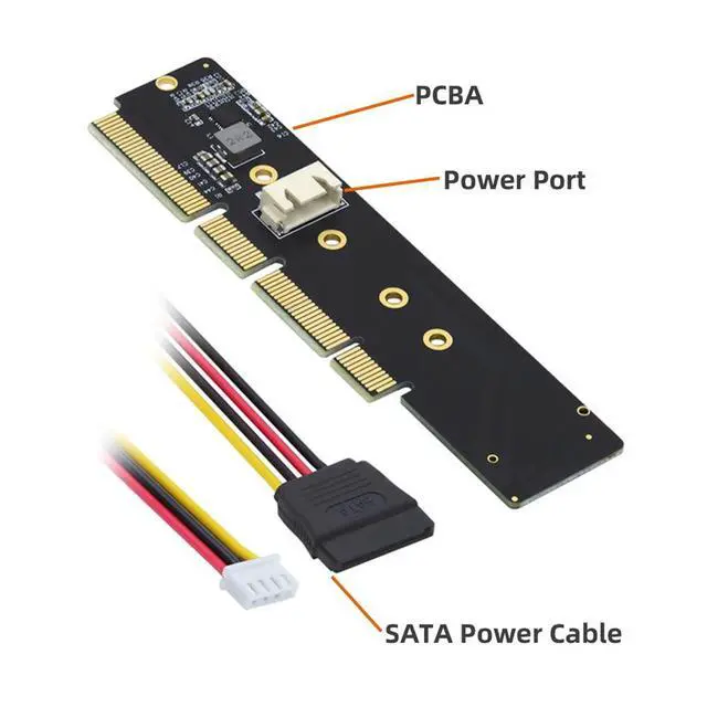 Alt view image 2 of 6 - M.2 M-Key NVME AHCI SSD to PCI-E 3.0 16X 8X 4X Power Adapter Low Profile Height 3cm for 110mm 80mm SSD 1U Server