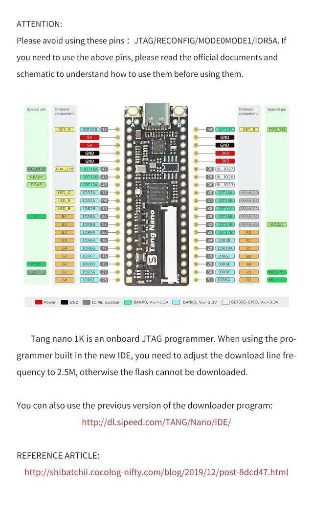 Alt view image 6 of 7 - Sipeed Tang Nano 1K FPGA Development Board, GW1NZ-LV1 1152 LUT4 Onboard USB-JTAG Type-C 27MHz Oscillator RGB LCD VGA Support All IO Expanded, Compact Entry-Level Learning Kit for Student Maker