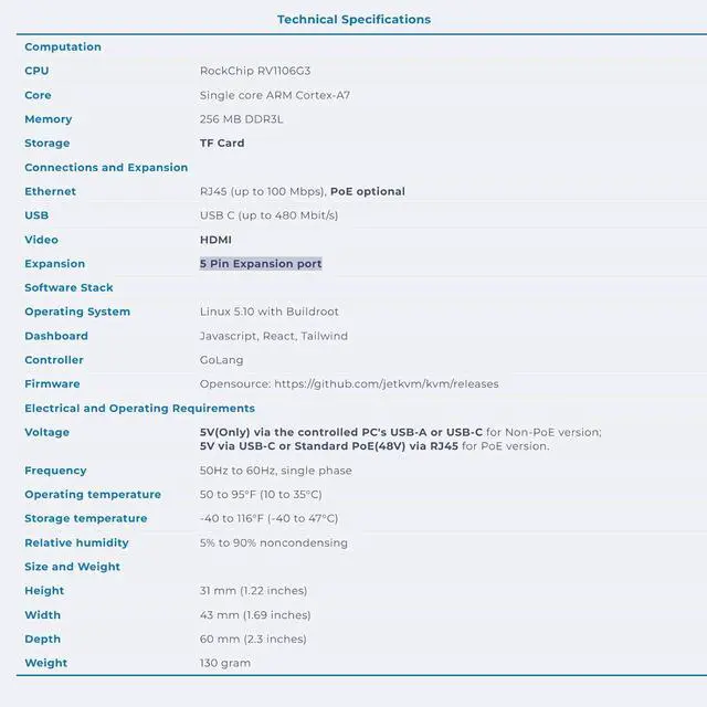 Alt view image 6 of 6 - JetKVM Open-Source IP KVM Remote Control Jet KVM Over IP, Ultra-Low Latency Touchscreen Compatible with Mac/Windows/Linux, for Home Offices Data Centers Server Management (JetKVM)
