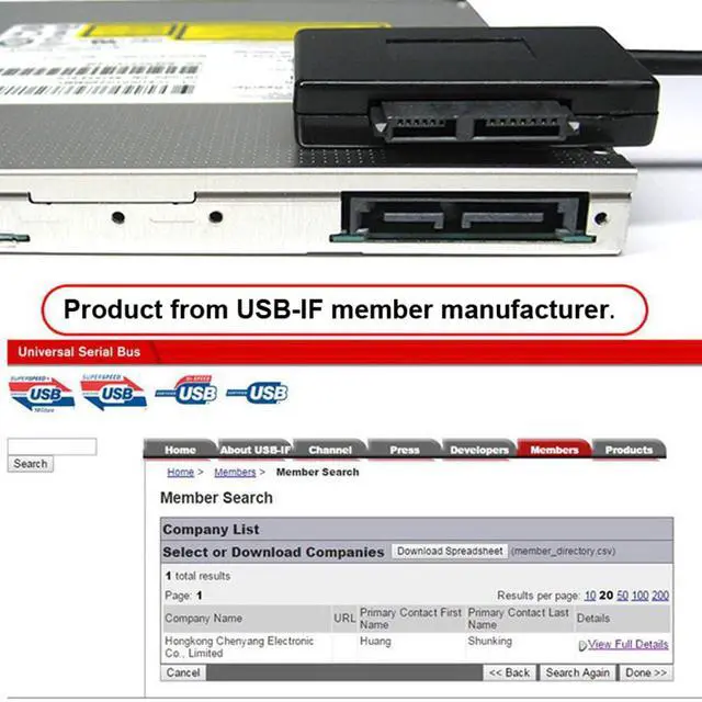 Alt view image 3 of 7 - USB 3.0 Type-A to SATA 7+6 13pin Slimline SATA Adapter Cable 5Gbps Angled Connector for Laptop CD DVD-ROM Optical Drive