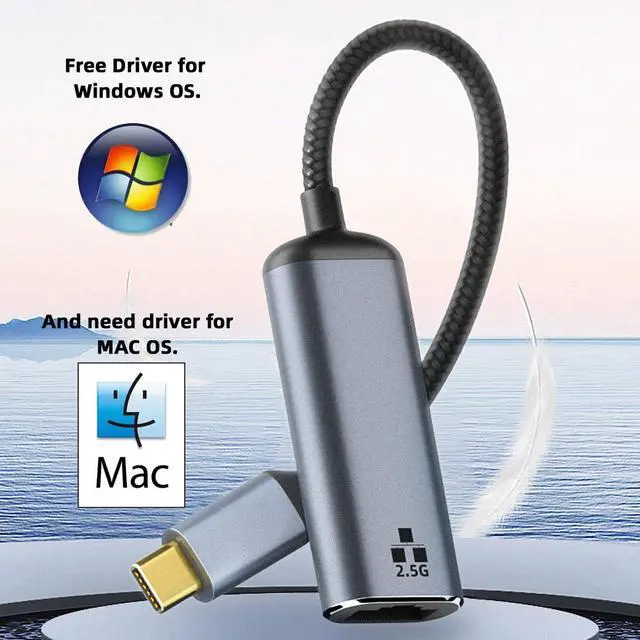 Alt view image 6 of 7 - 2.5Gbps 2500Mbps to USB 3.1 Type-C GBE USB-C Gigabit 1000Mbps Ethernet Network LAN Cable Adapter for Desktop Motherboard