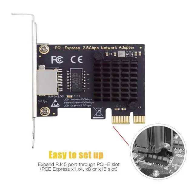 Alt view image 4 of 7 - 2.5Gbps 2500Mbps to PCI-E PCI Express 1x GBE Gigabit 1000Mbps Ethernet Network LAN Cable Adapter for Desktop Motherboard