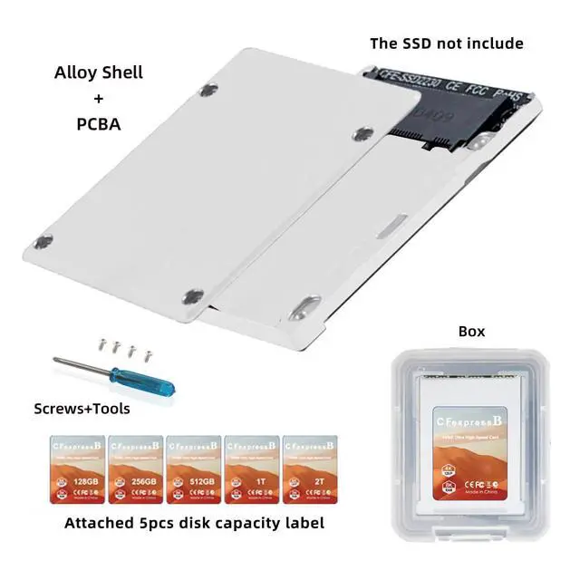 Alt view image 7 of 7 - NVMe M.2 2230 SSD M-Key to CFexpress Type B Adapter Memory Card Kit Case CFE CFB Adapter Alloy Shell for Camera 8K RAW PCIe Expansion