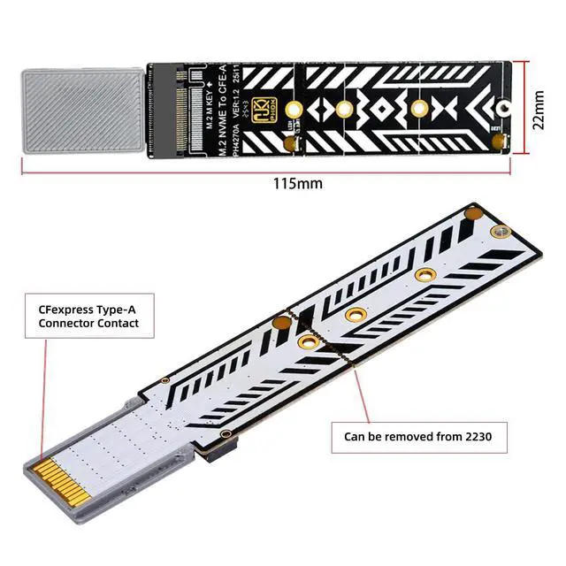 Alt view image 4 of 7 - CFexpress Type-A to NVME 2230 2240 2260 2280 Memory Card Kit Case CFE CFA M-Key Adapter for Camera 8K RAW PCIe Expansion