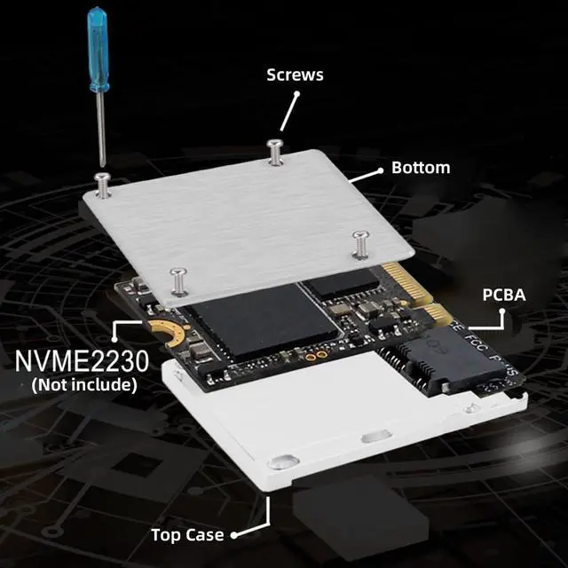 Alt view image 6 of 7 - NVMe M.2 2230 SSD M-Key to CFexpress Type B Adapter Memory Card Kit Case CFE CFB Adapter Alloy Shell for Camera 8K RAW PCIe Expansion