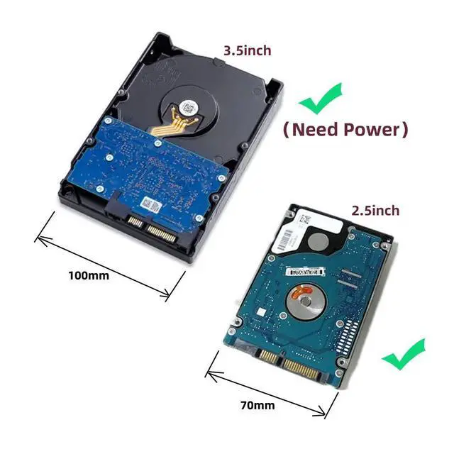 Alt view image 6 of 7 - USB 3.0 Type-A to SATA 7+15 22Pin Adapter Cable 5Gbps Angled Connector for 2.5inch 3.5inch Hard Disk Drive SSD for Desktop Laptop (Need 12V Power Supply)