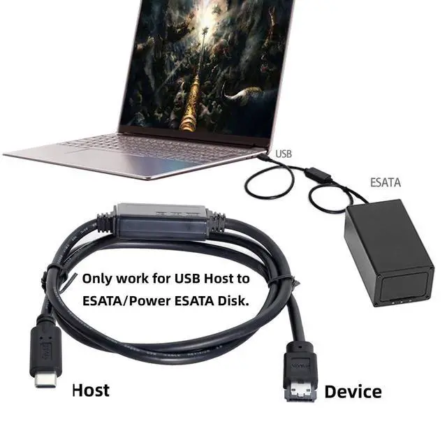 Alt view image 3 of 7 - USB 3.1 Type-C USB-C 5Gbps to Power Over eSATA DC5V Adapter USB2.0 to HDD/SSD/ODD eSATAp Converter