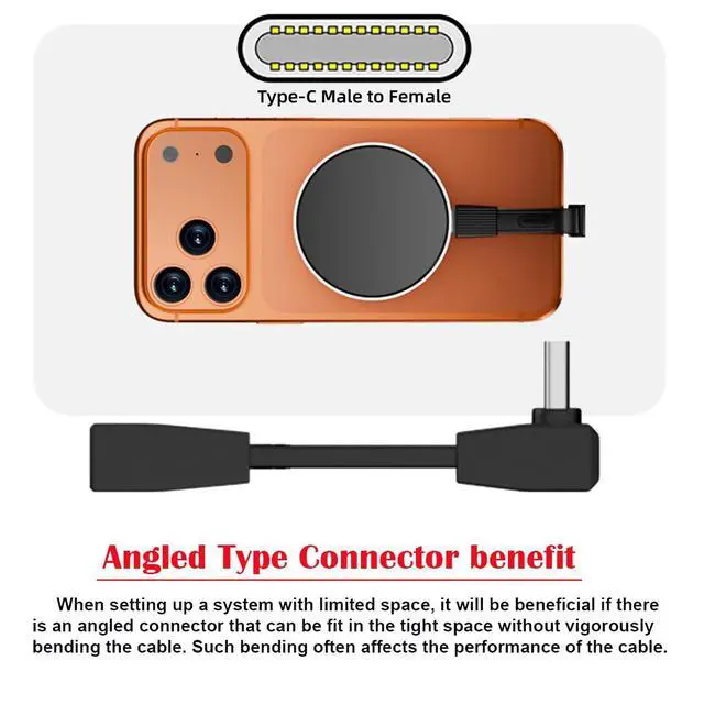 Alt view image 3 of 7 - USB5.0 80Gbps Flat Slim FPC Male to Female USB-C Type-C Extension Cable Up Angled 90 Degree 240W 16K 8K 60Hz 5K Compatible with 40Gbps USB4.0 Thunderbolt3/4/5 (51mm)
