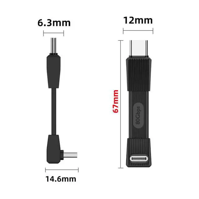 Alt view image 2 of 7 - USB5.0 80Gbps Flat Slim FPC Male to Male USB-C Type-C Extension Cable Up Angled 90 Degree 240W 16K 8K 60Hz 5K Compatible with 40Gbps USB4.0 Thunderbolt3/4/5 (67mm)