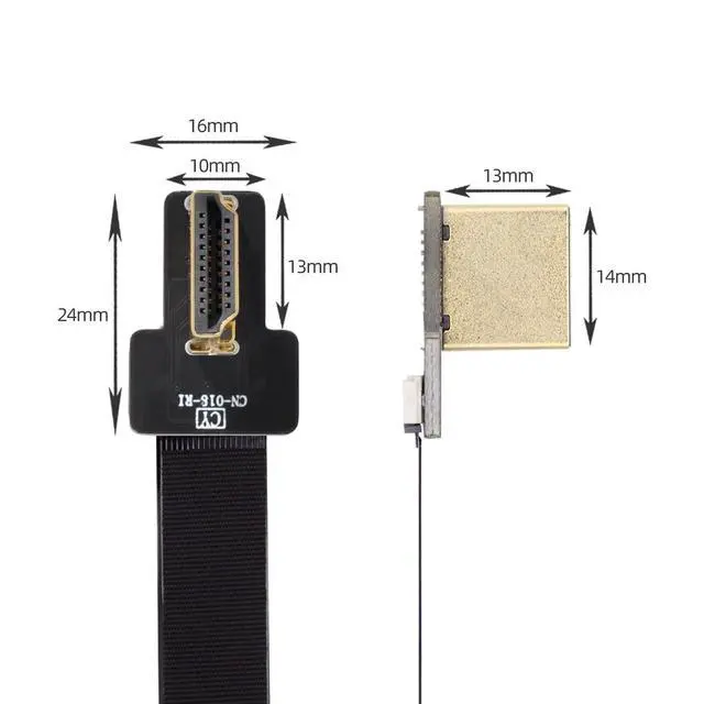 Alt view image 3 of 7 - 5pcs Standard HDMI Type-A Male Connector Right Angled 90 Degree Flat FPC 1080p Compatible with FPV HDTV Camera Multicopter Aerial Photography