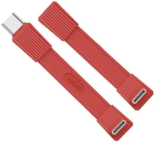 Main image of Red Color 2pcs/Set USB5.0 80Gbps Flat Slim FPC Male to Male & Female Extension Cable Up Angled 90 Degree 240W 16K 8K 60Hz 5K Compatible with 40Gbps USB4.0 Thunderbolt