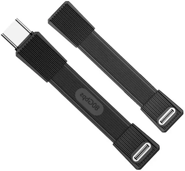 Main image of Black Color 2pcs/Set USB5.0 80Gbps Flat Slim FPC Male to Male & Female Extension Cable Up Angled 90 Degree 240W 16K 8K 60Hz 5K Compatible with 40Gbps USB4.0 Thunderbolt