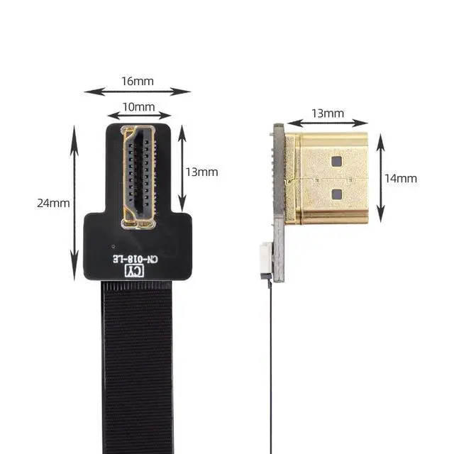 Alt view image 3 of 7 - 5pcs Standard HDMI Type-A Male Connector Left Angled 90 Degree Flat FPC 1080p Compatible with FPV HDTV Camera Multicopter Aerial Photography
