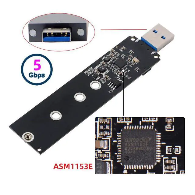 Alt view image 3 of 7 - USB 3.0 to Single Protocol Channel B/M-Key M.2 SATA 2280 2260 2242 2230 SSD External PCBA Case Conveter Adapter Enclosure ASM1153E Chipset