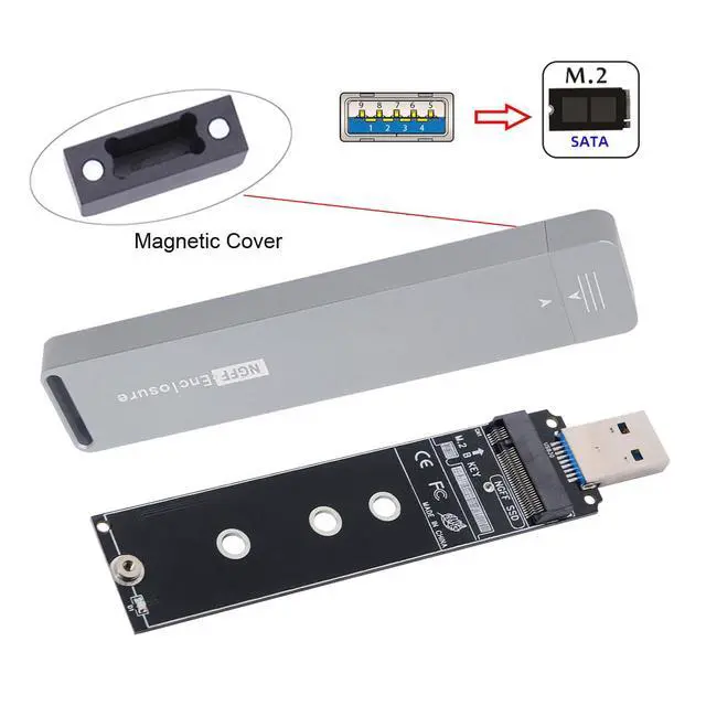 Alt view image 4 of 7 - USB 3.0 to Single Protocol Channel B/M-Key M.2 SATA 2280 2260 2242 2230 SSD External PCBA Case Conveter Adapter Enclosure ASM1153E Chipset