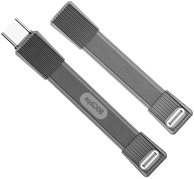 Main image of Grey Color 2pcs/Set USB5.0 80Gbps Flat Slim FPC Male to Male & Female Extension Cable Up Angled 90 Degree 240W 16K 8K 60Hz 5K Compatible with 40Gbps USB4.0 Thunderbolt