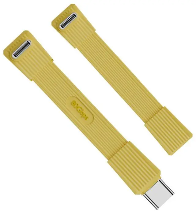 Main image of Yellow Color 2pcs/Set USB5.0 80Gbps Flat Slim FPC Male to Male & Female Extension Cable Up Angled 90 Degree 240W 16K 8K 60Hz 5K Compatible with 40Gbps USB4.0 Thunderbolt