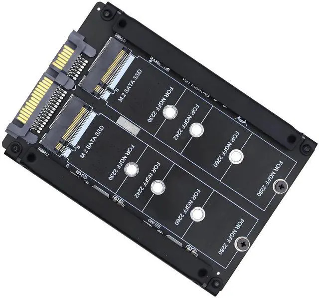 Main image of Dual SATA NGFF B+M Key M.2 SSD Card JBOD Raid0 Span Bridge to 2.5inch SATA Combo HDD Disk Drive Enclosure