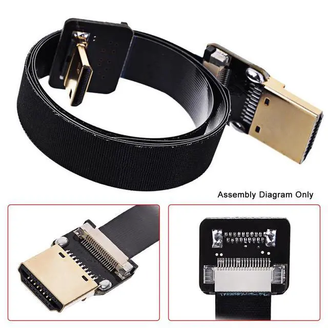 Alt view image 7 of 7 - 5pcs Standard HDMI Type-A Male Connector Up Angled 90 Degree Flat FPC 1080p Compatible with FPV HDTV Camera Multicopter Aerial Photography