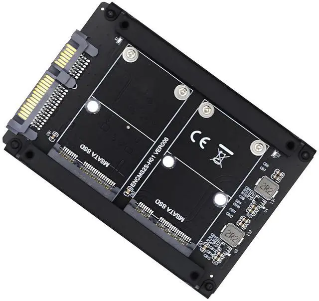 Main image of Dual MSATA Mini-SATA SSD Card JBOD Raid0 Span Bridge to 2.5inch SATA Combo HDD Disk Drive Enclosure