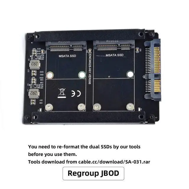 Alt view image 6 of 7 - Dual MSATA Mini-SATA SSD Card JBOD Raid0 Span Bridge to 2.5inch SATA Combo HDD Disk Drive Enclosure