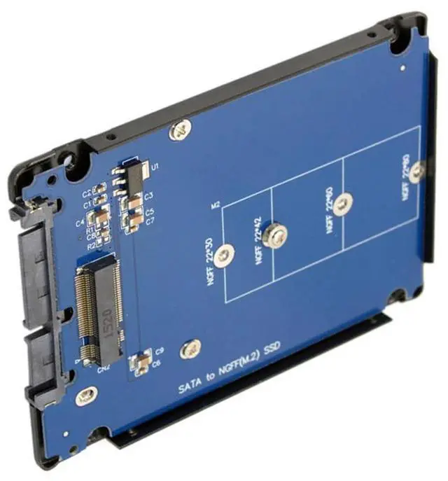 Main image of B+M Key Socket 2 M.2 B+M Key SSD to 2.5 inch SATA 22Pin Adapter Card Adapter Enclosure with Black Metal Case