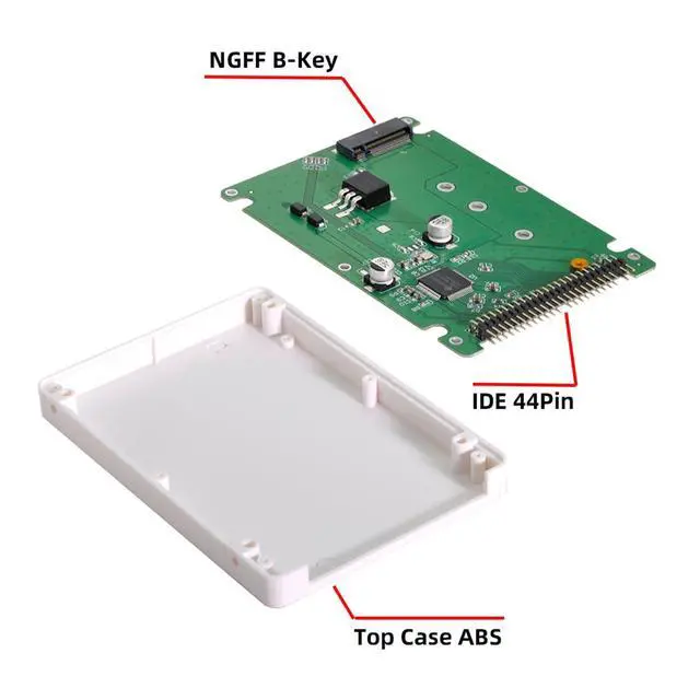 Alt view image 4 of 7 - B+M Key Socket 2 M.2 B+M-Key SSD to 2.5 inch IDE 44Pin PATA Adapter Card Adapter Enclosure with Black Metal Case