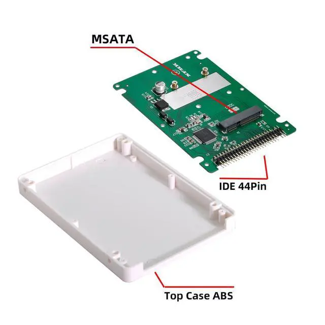 Alt view image 4 of 7 - mSATA 50mm Mini PCI-E SATA SSD to 2.5 inch IDE 44Pin PATA Enclosure White Plastic Case Compatible with Notebook Laptop Disk SSD