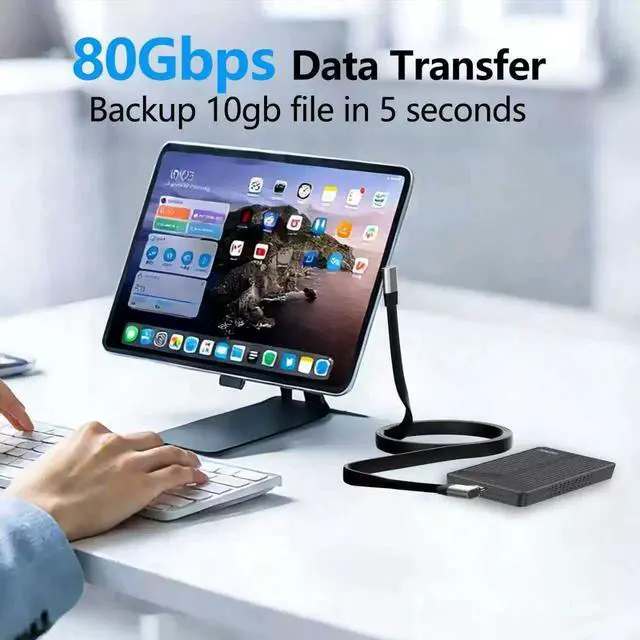 Alt view image 5 of 7 - 20cm USB5.0 80Gbps Flat Slim FPC Male to Female Extension Cable Right Angled 90 Degree 240W 16K 8K 60Hz 5K Compatible with 40Gbps USB4.0 Thunderbolt3/4/5