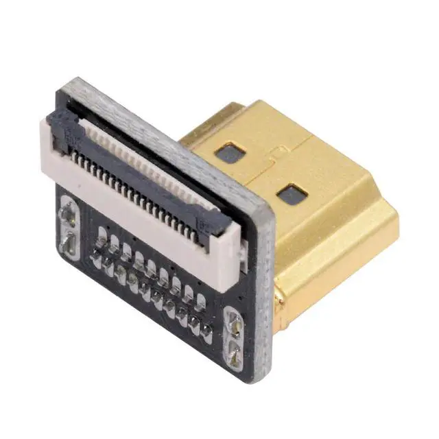 Alt view image 2 of 7 - 5pcs Standard HDMI Type-A Male Connector Down Angled 90 Degree Flat FPC 1080p Compatible with FPV HDTV Camera Multicopter Aerial Photography