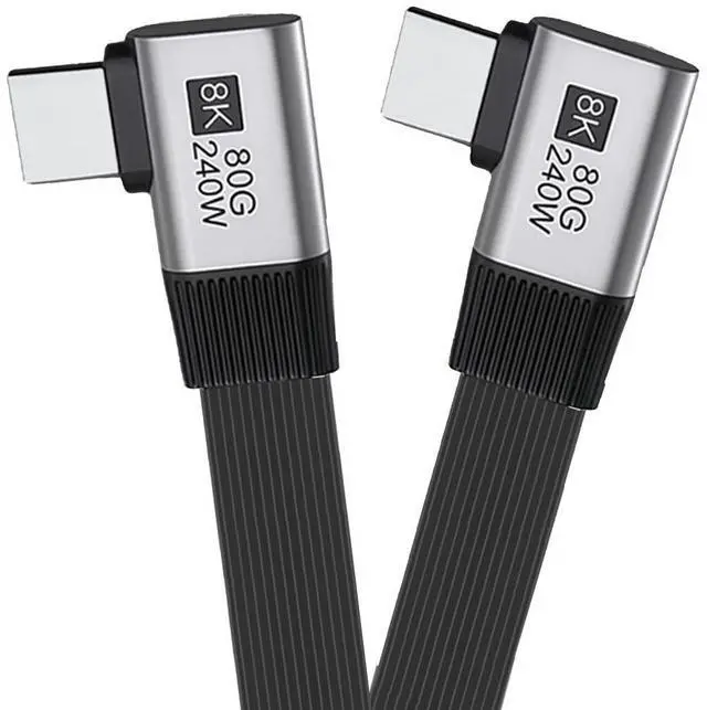 Main image of 20cm USB5.0 80Gbps Flat Slim FPC Male to Male Extension Cable Dual Right Angled 90 Degree 240W 16K 8K 60Hz 5K Compatible with 40Gbps USB4.0 Thunderbolt3/4/5