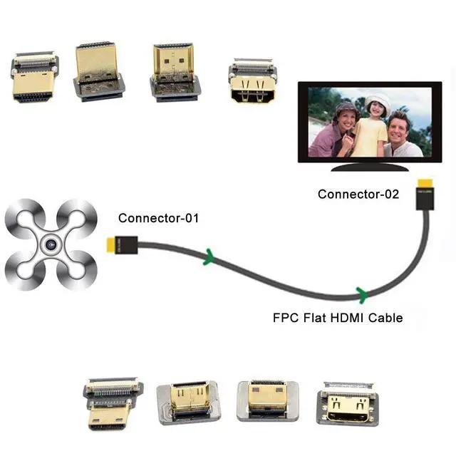 Alt view image 7 of 7 - 5pcs Micro HDMI Type-D Male Connector Straight Type Flat FPC 1080p Compatible with FPV HDTV Camera Multicopter Aerial Photography