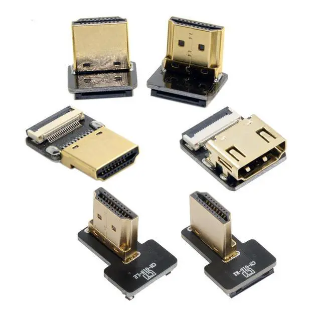 Alt view image 3 of 7 - 5pcs Standard HDMI Type-A Male Connector Down Angled 90 Degree Flat FPC 1080p Compatible with FPV HDTV Camera Multicopter Aerial Photography
