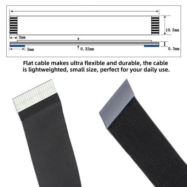 Alt view image 4 of 7 - 5pcs FPC Ribbon Flat Cable 0.5mm Pitch 20pin for USB2.0 Flat FPC 480Mbps Compatible with FPV HDTV Camera Multicopter Aerial Photography (50cm)