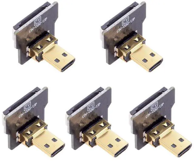 Main image of 5pcs Micro HDMI Type-D Male Connector Up Angled 90 Degree Flat FPC 1080p Compatible with FPV HDTV Camera Multicopter Aerial Photography