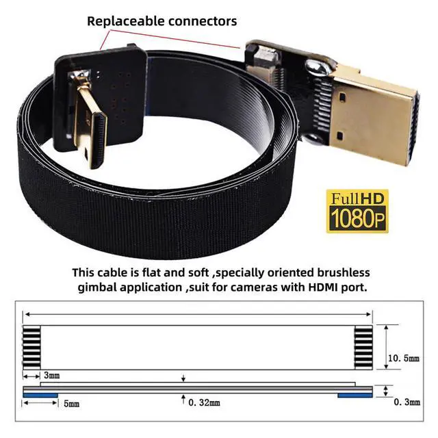 Alt view image 7 of 7 - 5pcs Mini HDMI Type-C Female Flat FPC Connector Straight Type 1080p Compatible with FPV HDTV Camera Multicopter Aerial Photography