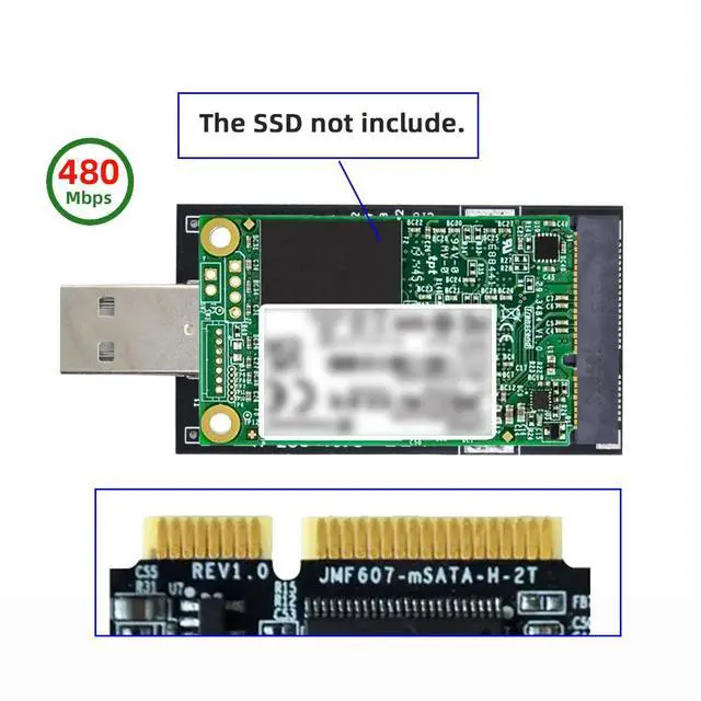 Alt view image 2 of 7 - 50Pin Mini PCI-E mSATA SSD to USB 2.0 Type-A External PCBA Conveter Adapter 480Mbps Pen Driver Card Enclosure Without Case