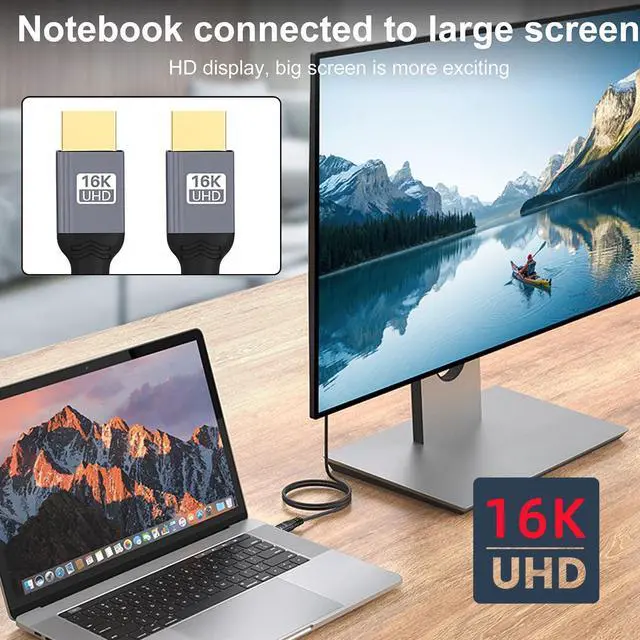 Alt view image 3 of 7 - Straight Connector 16K UHD 8K HDMI 2.2 Version Type-A Male to HDMI Male HDTV Cable Compatible with Desktop Laptop Monitor (200cm)