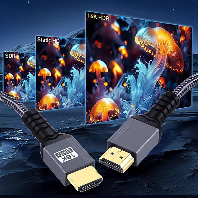 Alt view image 6 of 7 - Straight Connector 16K UHD 8K HDMI 2.2 Version Type-A Male to HDMI Male HDTV Cable Compatible with Desktop Laptop Monitor (200cm)