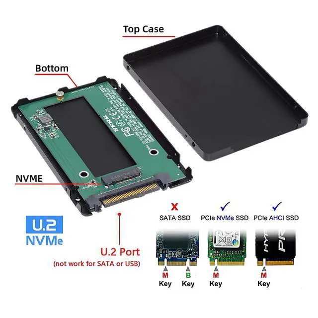 Alt view image 2 of 7 - SFF-8639 NVME U.2 to M.2 M-Key PCIe SSD Case Enclosure for Mainboard Compatible with SSD 750 p3600 p3700