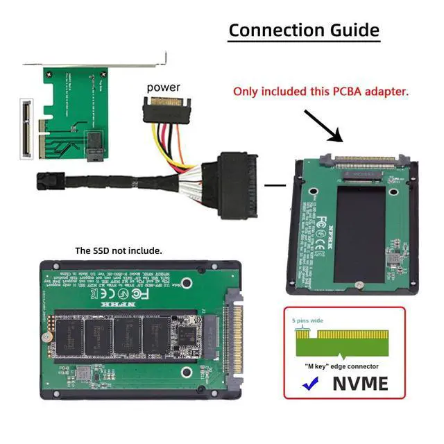Alt view image 5 of 7 - SFF-8639 NVME U.2 to M.2 M-Key PCIe SSD Case Enclosure for Mainboard Compatible with SSD 750 p3600 p3700