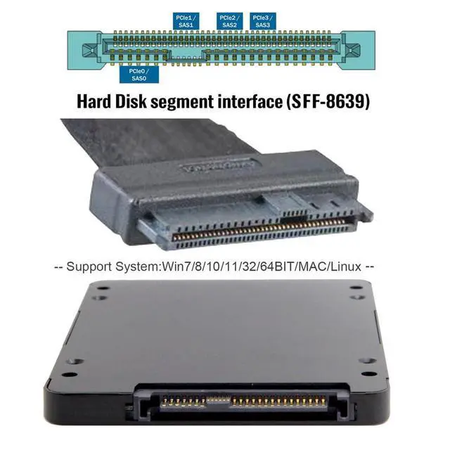 Alt view image 7 of 7 - SFF-8639 NVME U.2 to M.2 M-Key PCIe SSD Case Enclosure for Mainboard Compatible with SSD 750 p3600 p3700