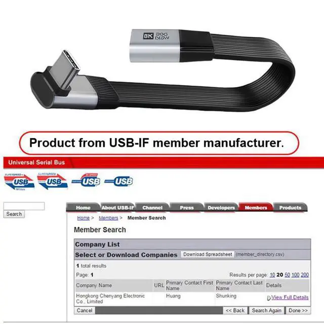 Alt view image 4 of 7 - 20cm USB5.0 80Gbps Flat Slim FPC Male to Female Extension Cable Up Angled 90 Degree 240W 16K 8K 60Hz 5K Compatible with 40Gbps USB4.0 Thunderbolt3/4/5