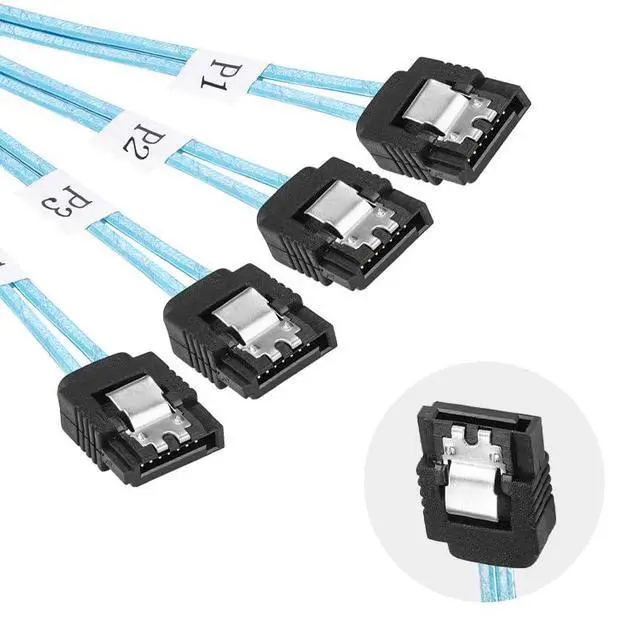 Alt view image 6 of 7 - 4x6Gbps Slimline SAS 4.0 SFF-8654 4i 38pin Host to 4 SATA 7pin Target Hard Disk Fanout Raid Cable 50cm