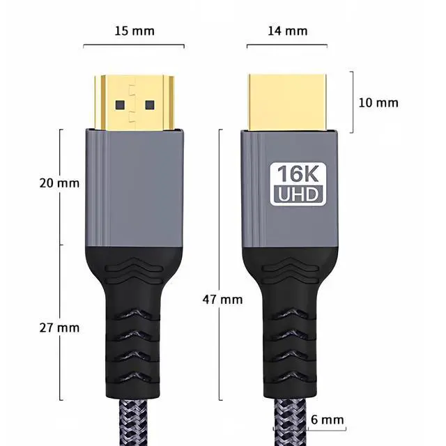 Alt view image 3 of 7 - Straight Connector 16K UHD 8K HDMI 2.2 Version Type-A Male to HDMI Male HDTV Cable Compatible with Desktop Laptop Monitor (50cm)