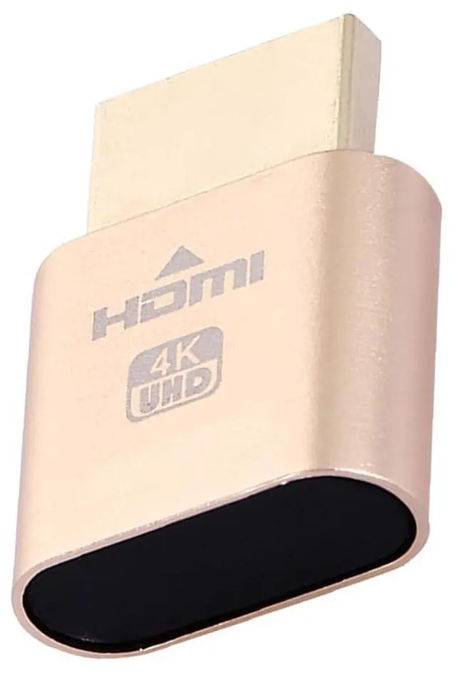 Main image of HDMI Virtual Display Type-A Connector Active Adapter Dummy HDTV Plug Headless Ghost Emulator Compatible with Remote Desktop Laptop Server NAS Gold Color (4K@60Hz)